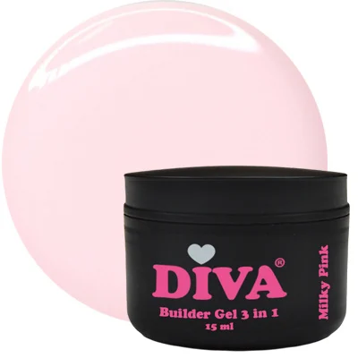 Diva builder gel low heat milky pink 15 ml