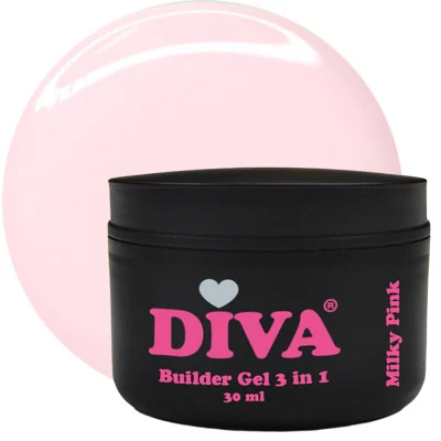 Diva builder gel low heat milky pink 30 m